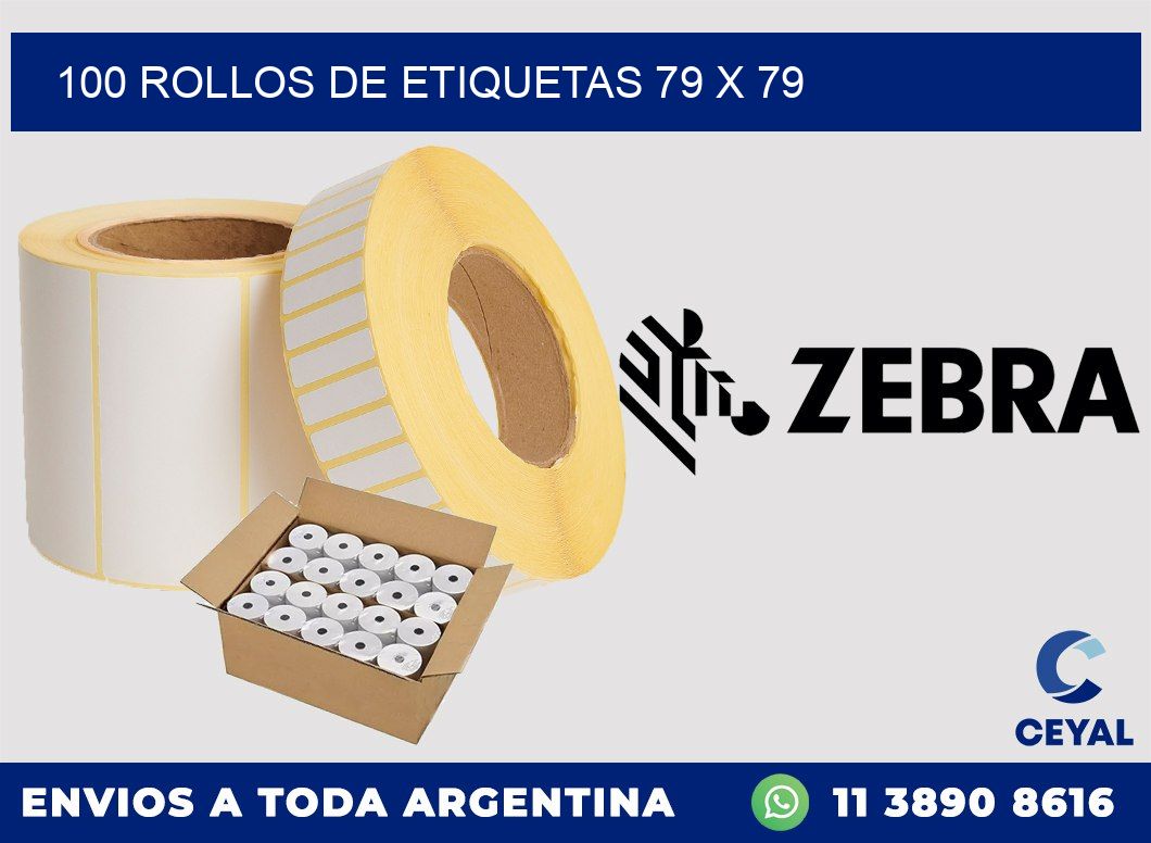 100 ROLLOS DE ETIQUETAS 79 x 79