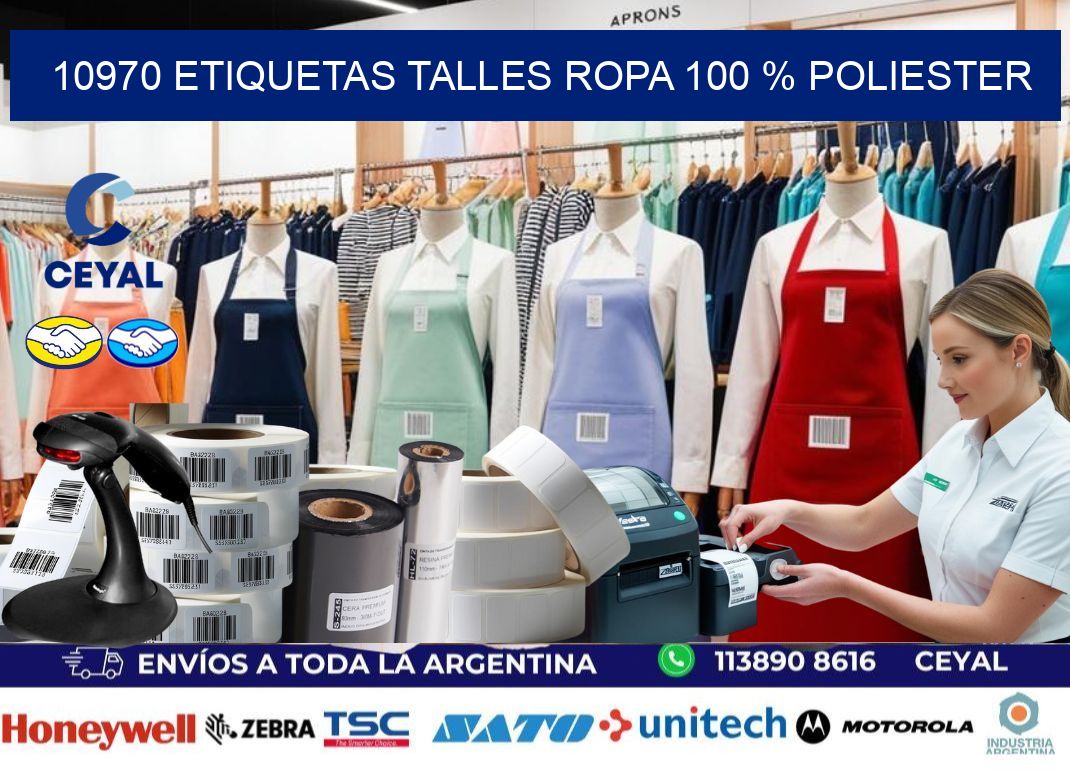 10970 ETIQUETAS TALLES ROPA 100 % POLIESTER