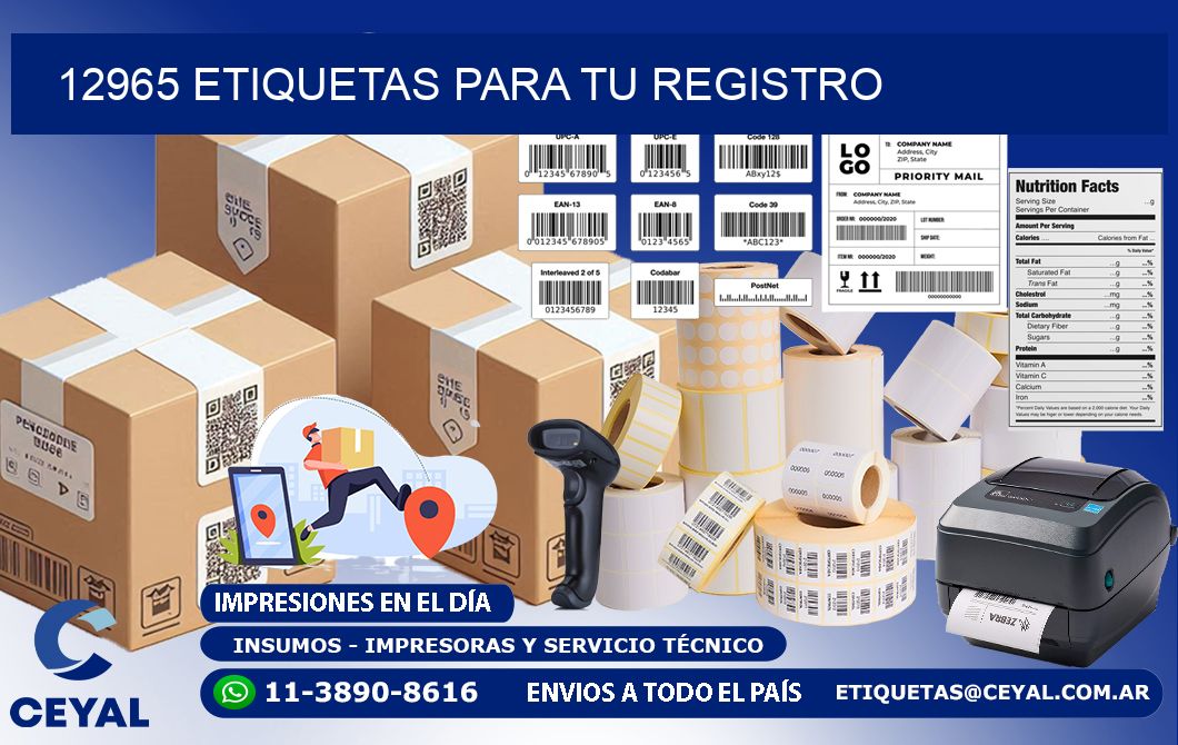 12965 etiquetas para tu registro