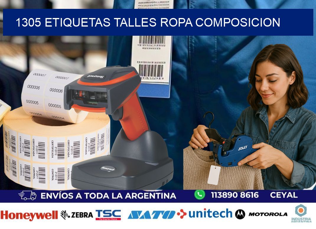 1305 ETIQUETAS TALLES ROPA COMPOSICION
