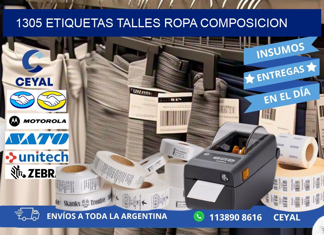 1305 ETIQUETAS TALLES ROPA COMPOSICION