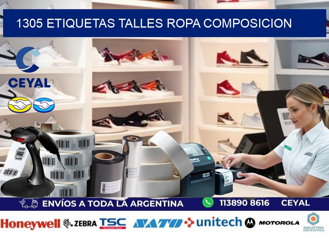 1305 ETIQUETAS TALLES ROPA COMPOSICION