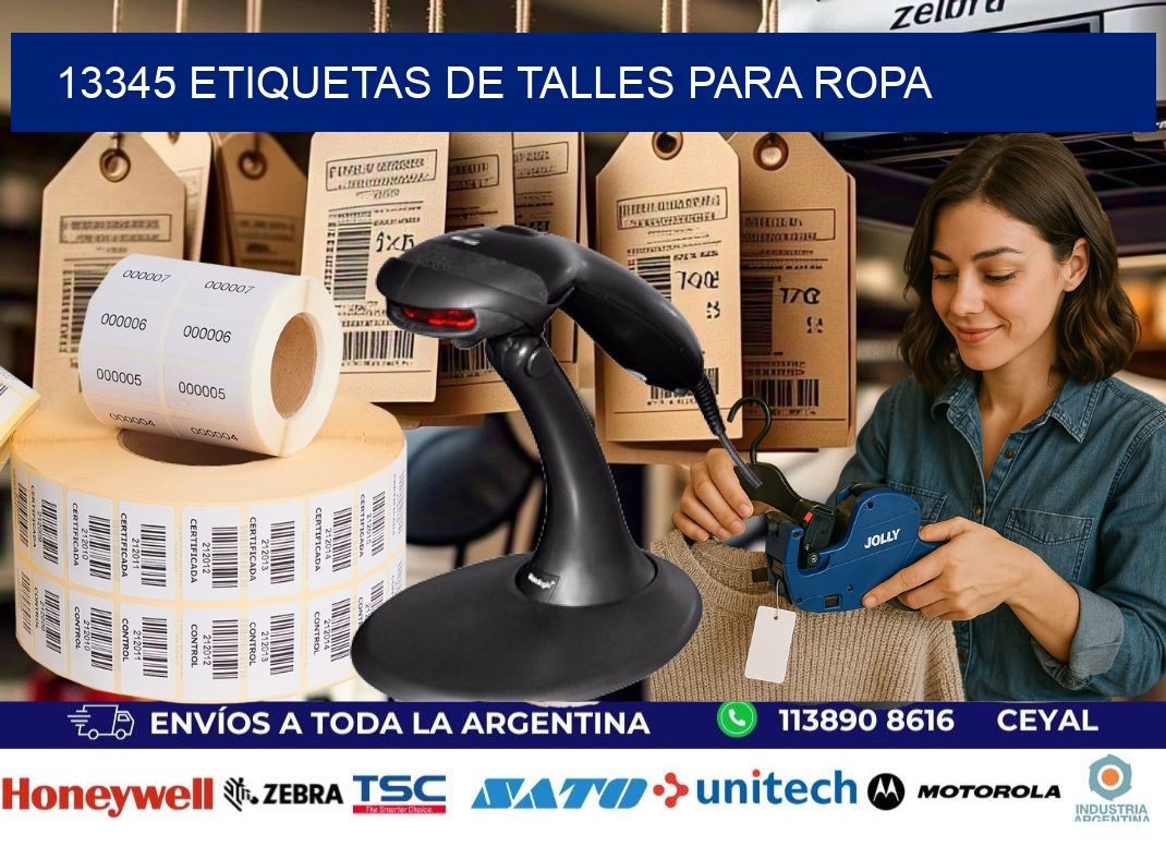 13345 etiquetas de talles para ropa