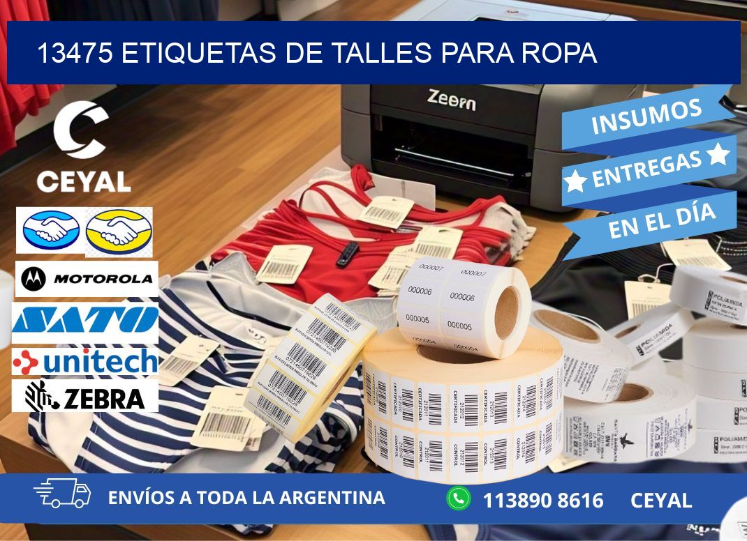 13475 etiquetas de talles para ropa