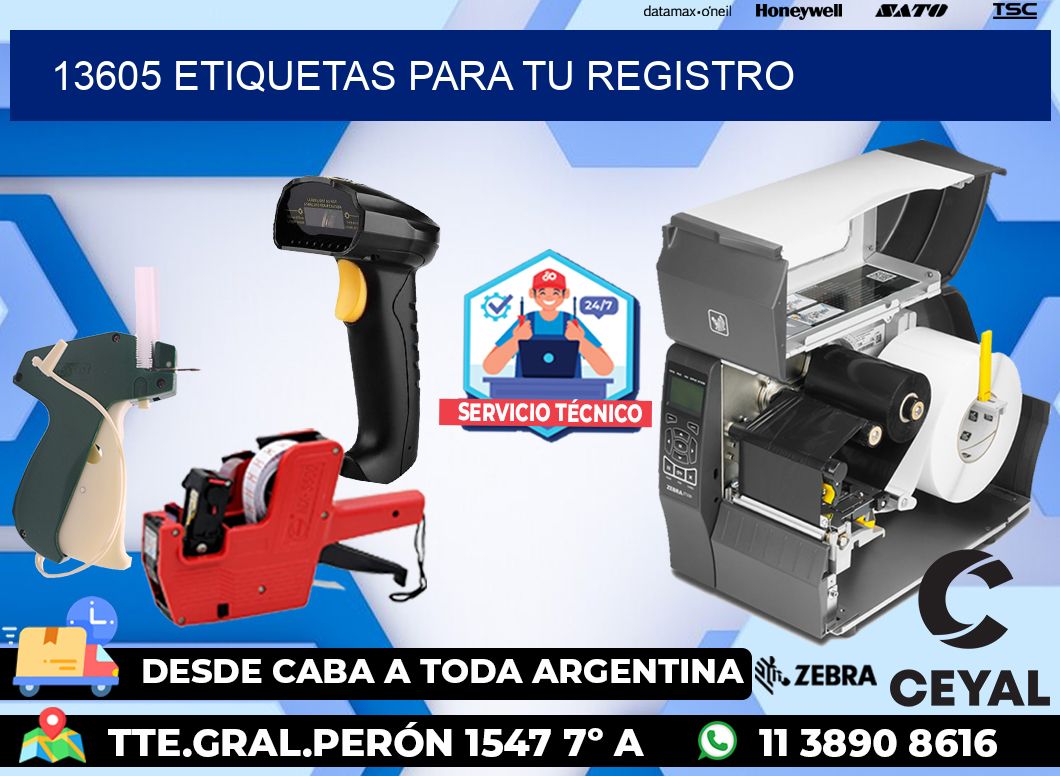 13605 etiquetas para tu registro