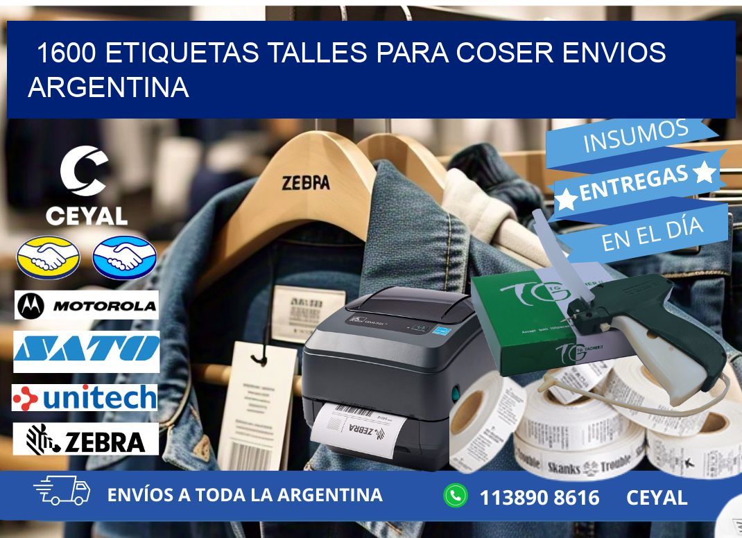1600 ETIQUETAS TALLES PARA COSER ENVIOS ARGENTINA