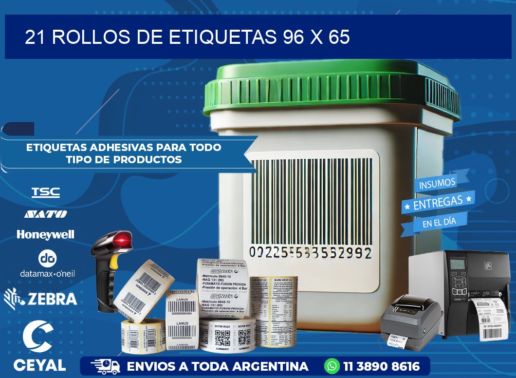 21 ROLLOS DE ETIQUETAS 96 x 65