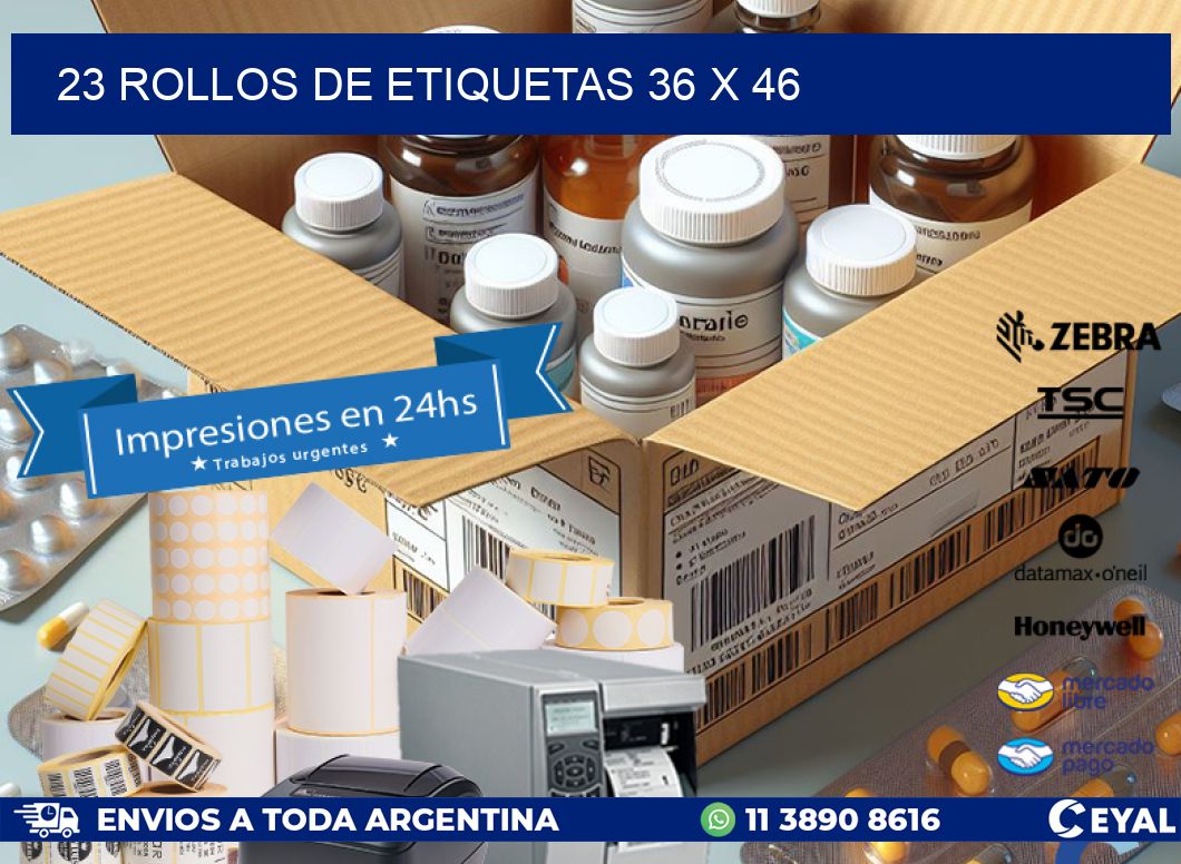 23 ROLLOS DE ETIQUETAS 36 x 46