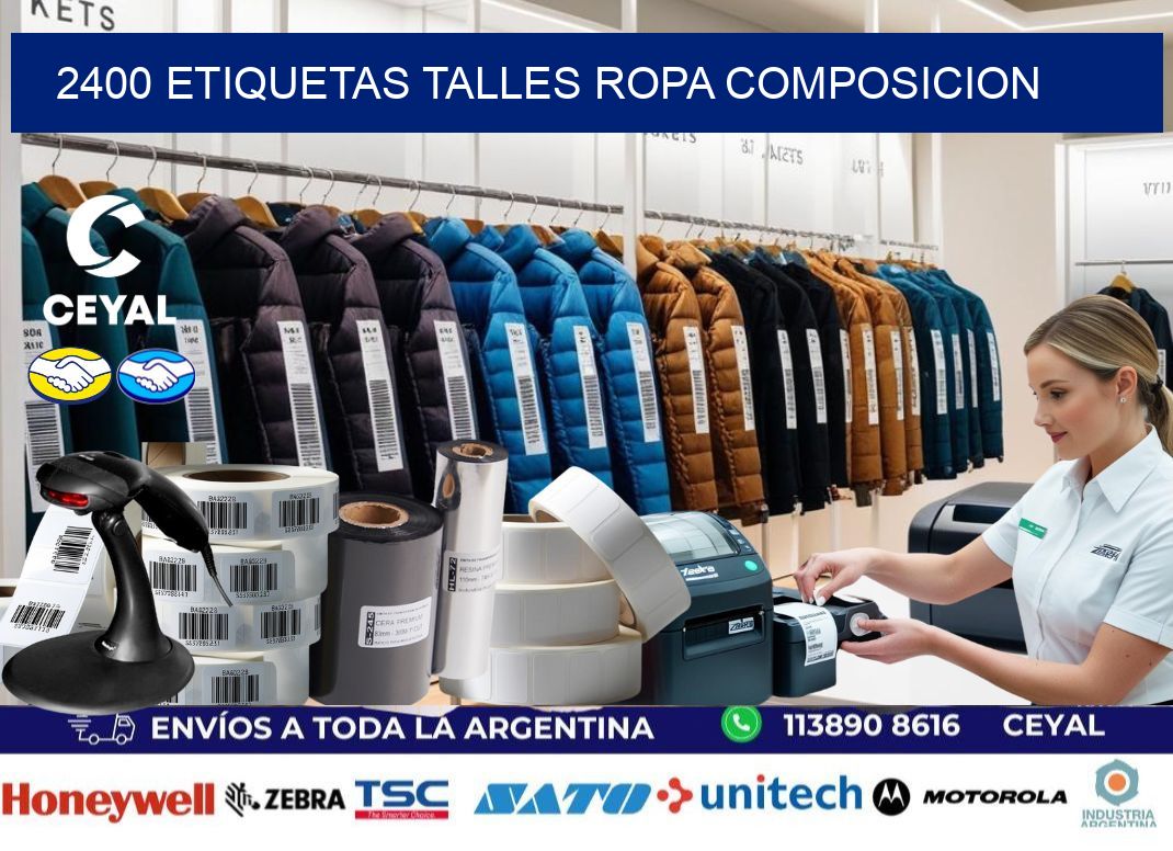 2400 ETIQUETAS TALLES ROPA COMPOSICION