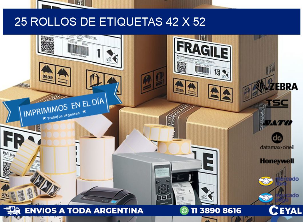 25 ROLLOS DE ETIQUETAS 42 x 52
