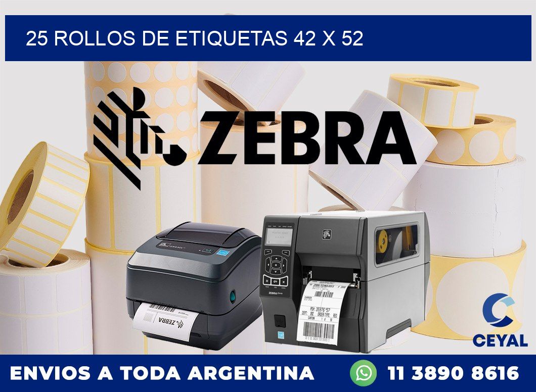 25 ROLLOS DE ETIQUETAS 42 x 52