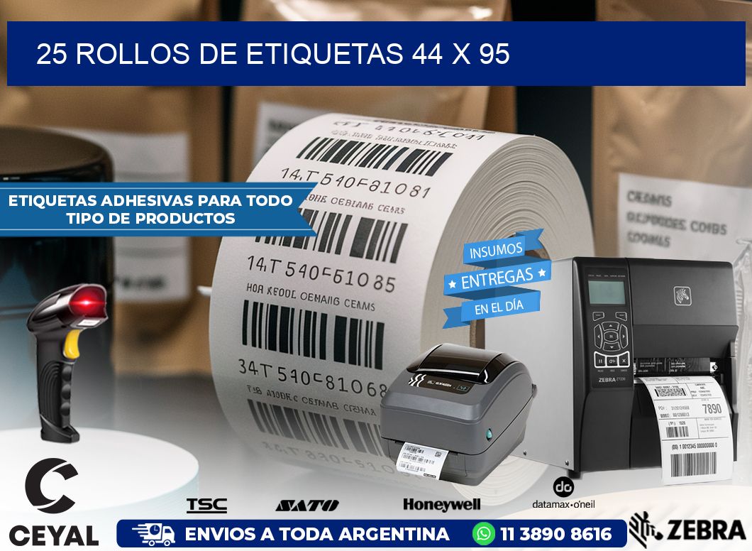 25 ROLLOS DE ETIQUETAS 44 x 95