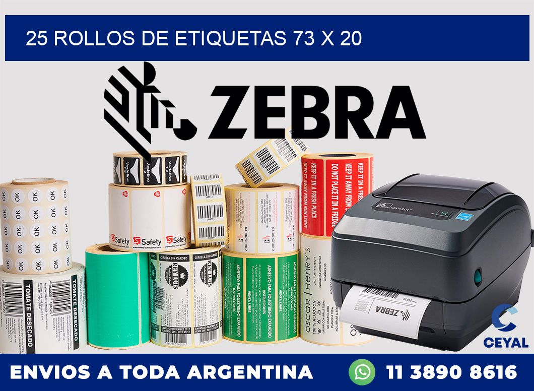 25 ROLLOS DE ETIQUETAS 73 x 20