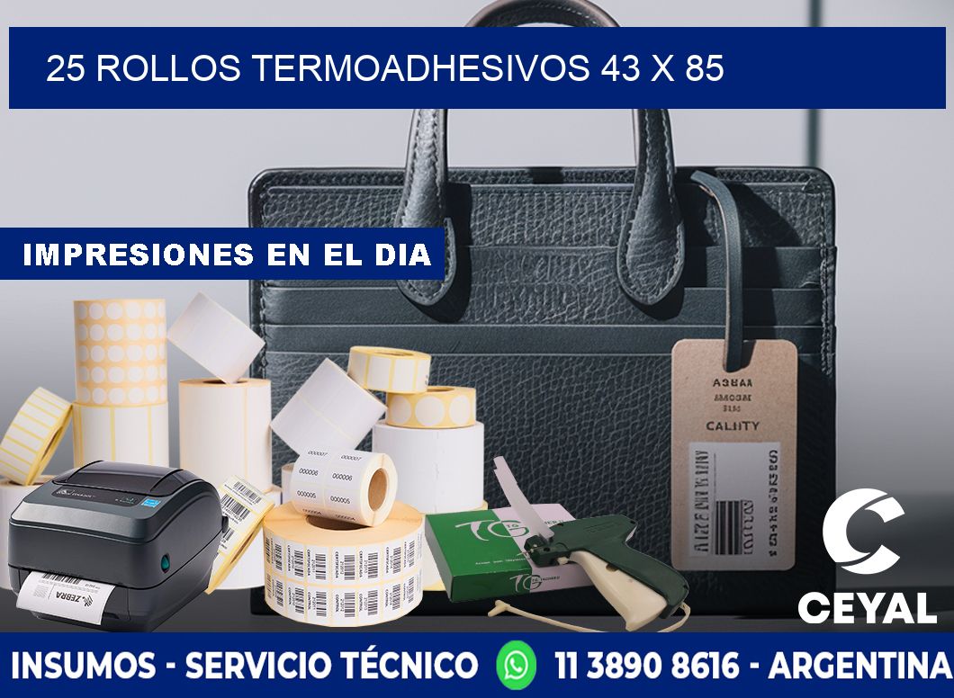 25 ROLLOS TERMOADHESIVOS 43 x 85