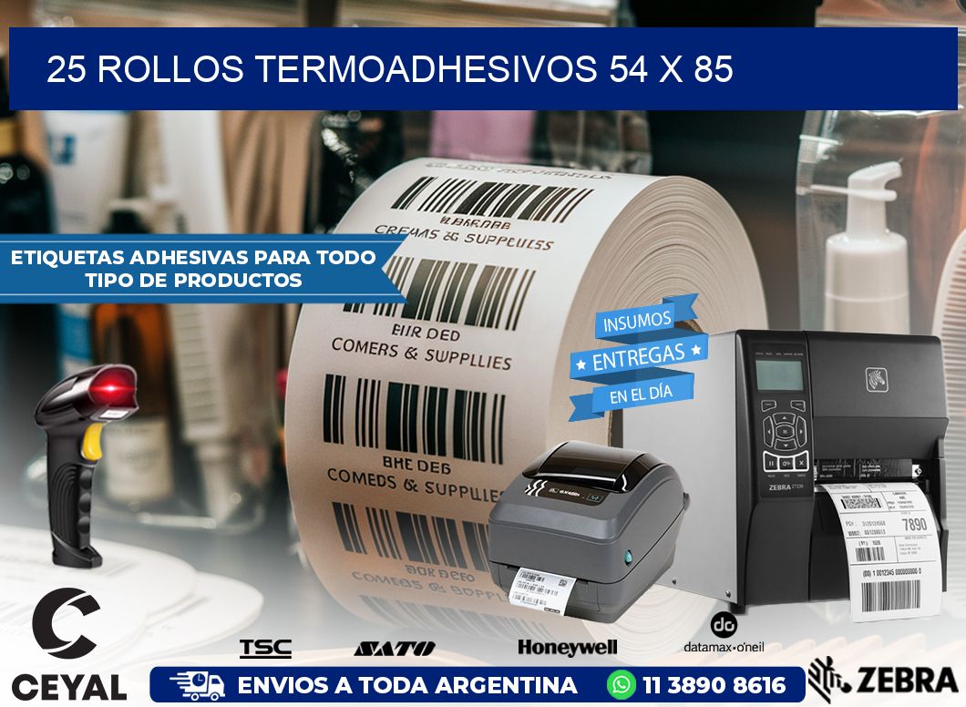 25 ROLLOS TERMOADHESIVOS 54 x 85