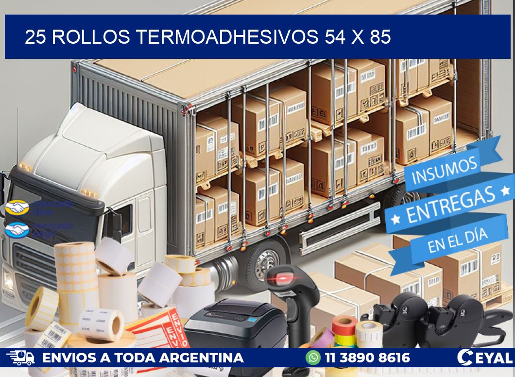 25 ROLLOS TERMOADHESIVOS 54 x 85