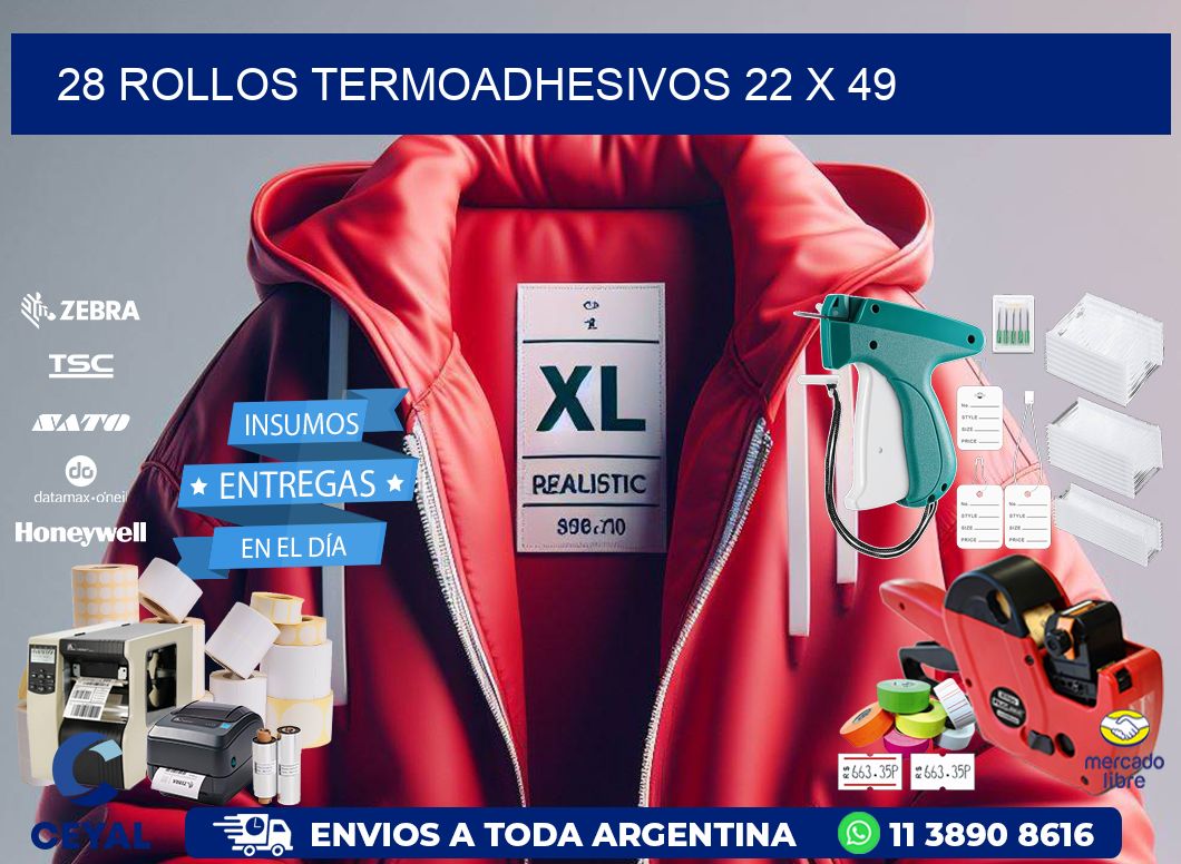 28 ROLLOS TERMOADHESIVOS 22 x 49