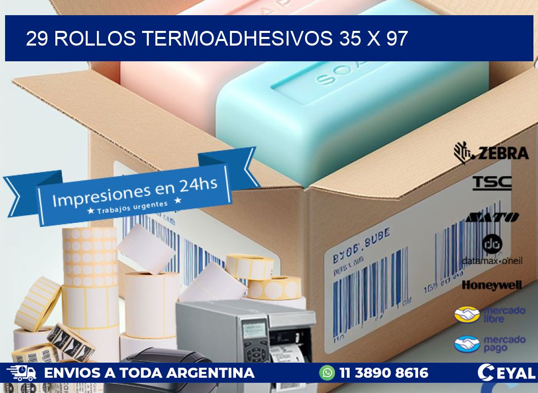 29 ROLLOS TERMOADHESIVOS 35 x 97