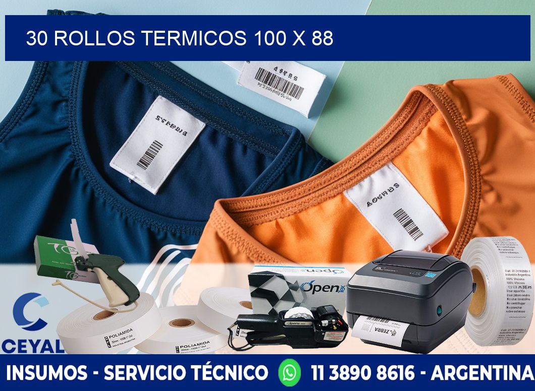 30 ROLLOS TERMICOS 100 x 88