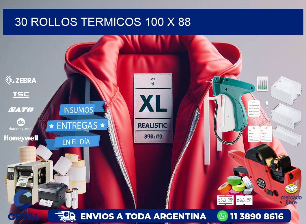 30 ROLLOS TERMICOS 100 x 88
