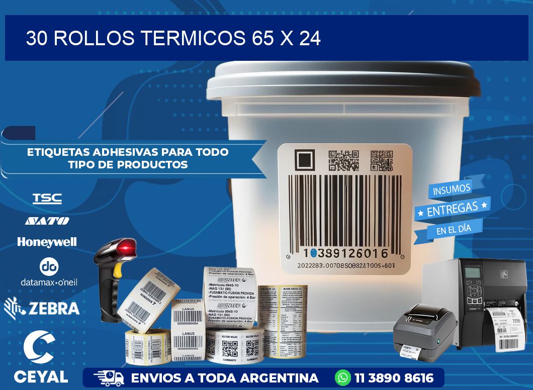 30 ROLLOS TERMICOS 65 x 24