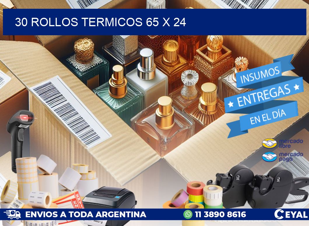 30 ROLLOS TERMICOS 65 x 24