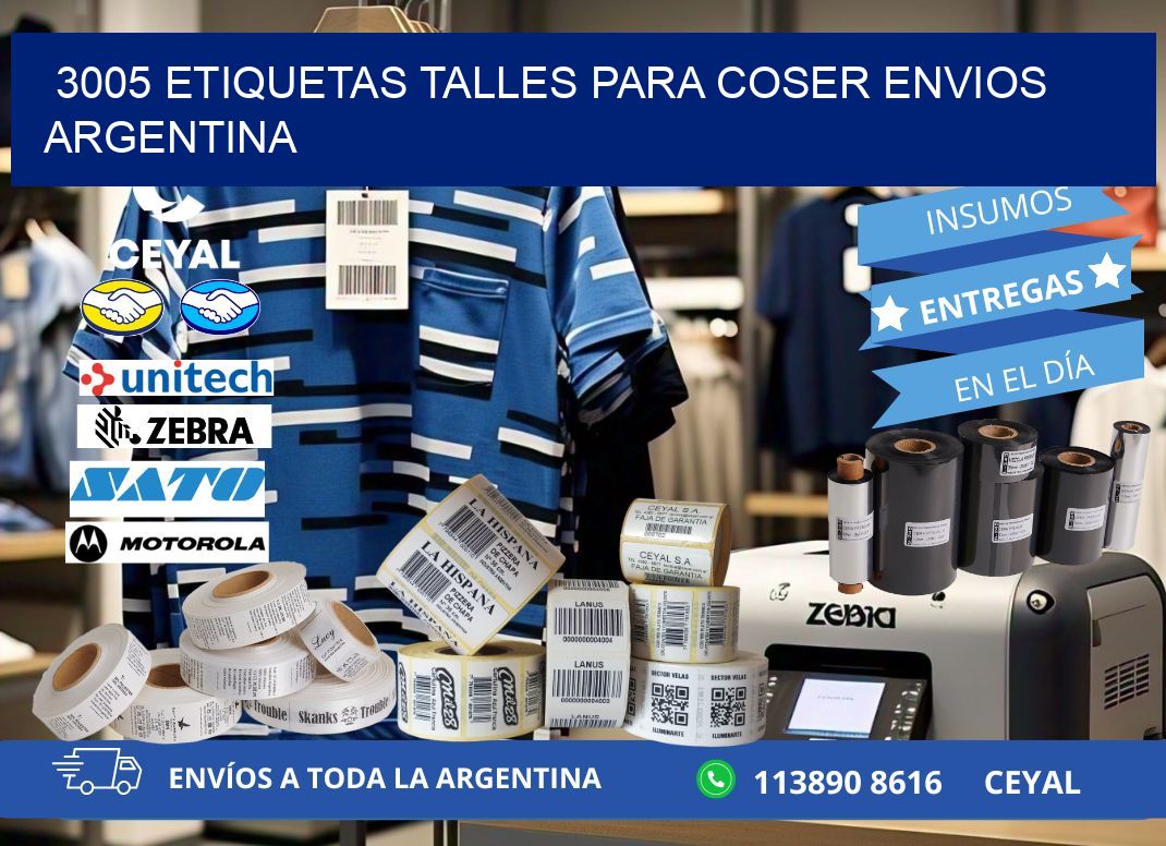 3005 ETIQUETAS TALLES PARA COSER ENVIOS ARGENTINA