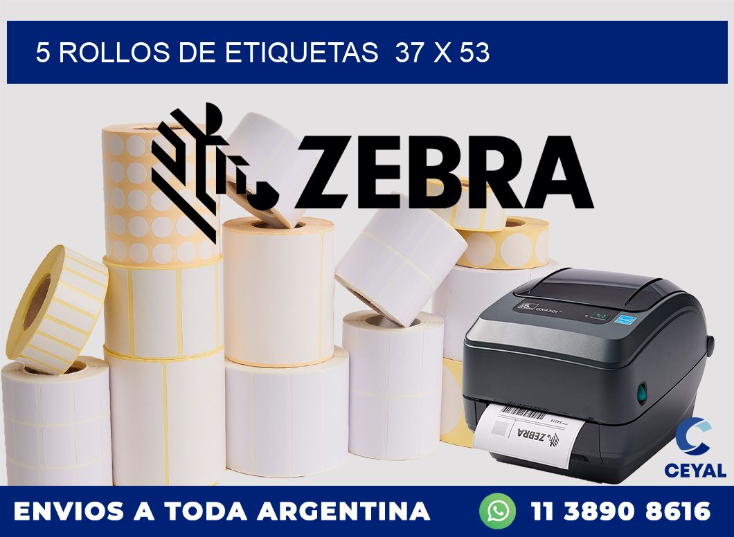 5 ROLLOS DE ETIQUETAS  37 x 53