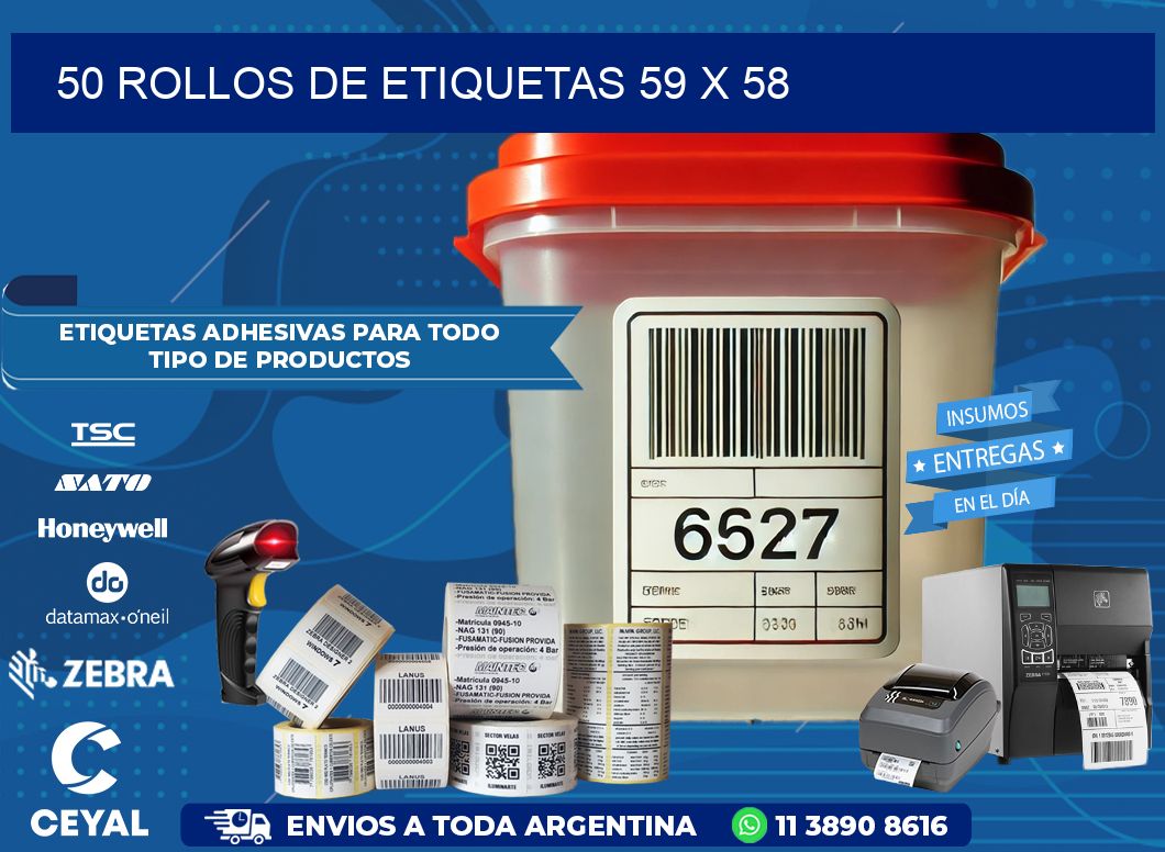 50 ROLLOS DE ETIQUETAS 59 x 58