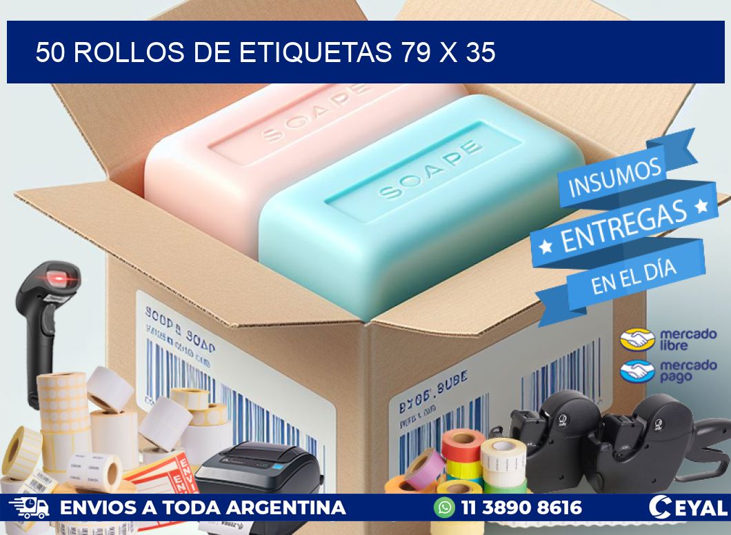 50 ROLLOS DE ETIQUETAS 79 x 35