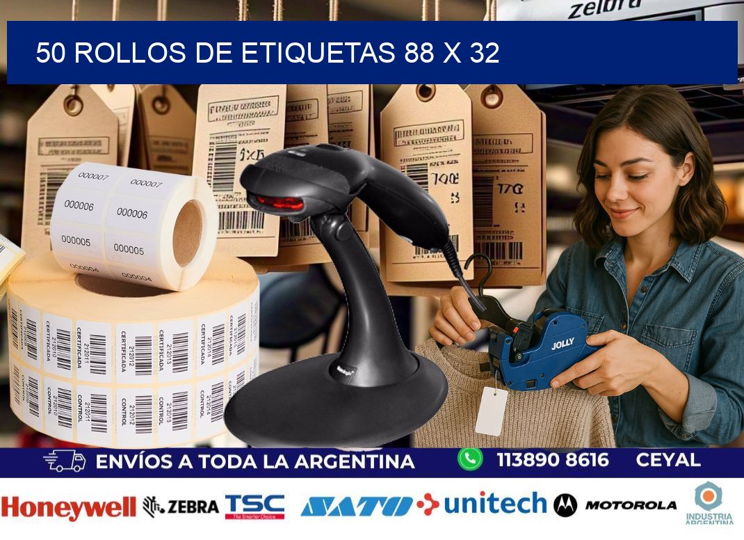 50 ROLLOS DE ETIQUETAS 88 x 32