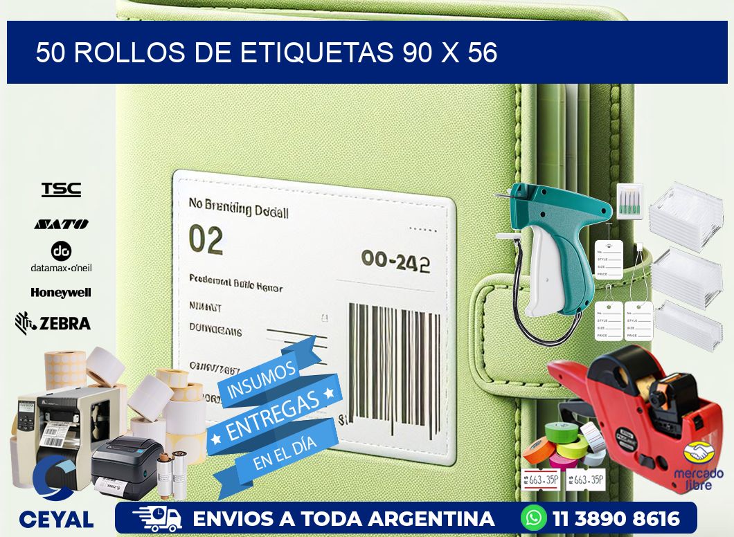 50 ROLLOS DE ETIQUETAS 90 x 56