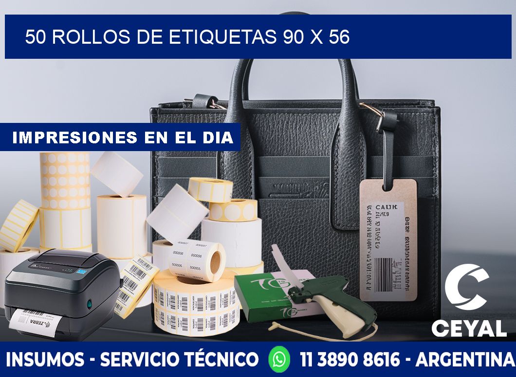 50 ROLLOS DE ETIQUETAS 90 x 56