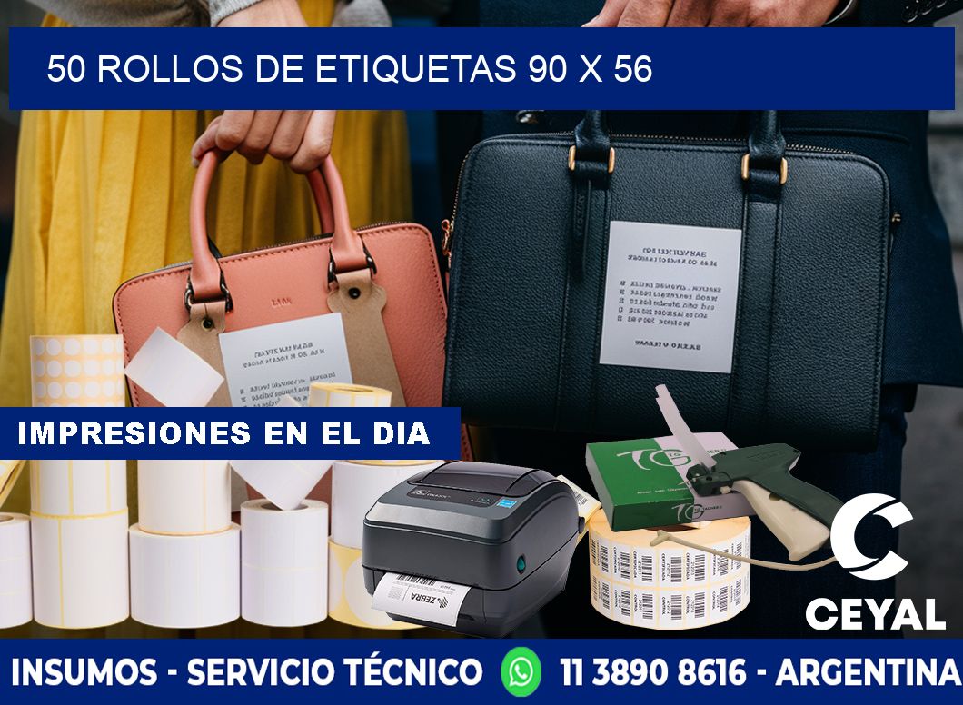 50 ROLLOS DE ETIQUETAS 90 x 56