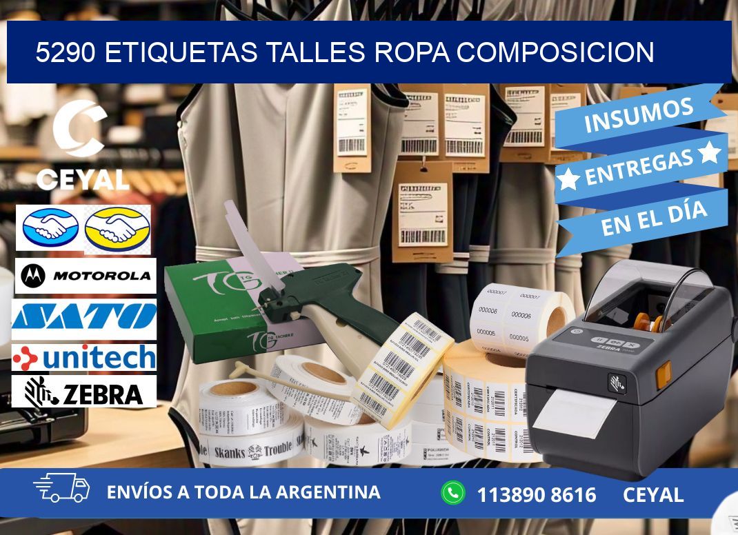 5290 ETIQUETAS TALLES ROPA COMPOSICION