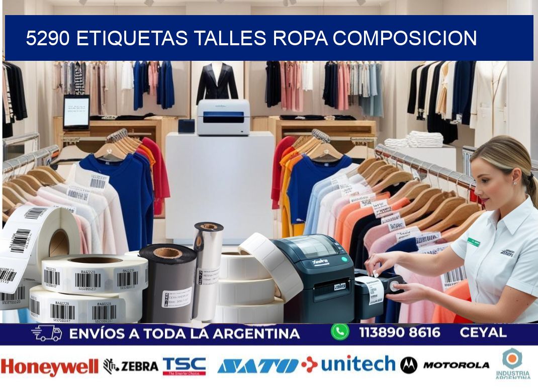5290 ETIQUETAS TALLES ROPA COMPOSICION