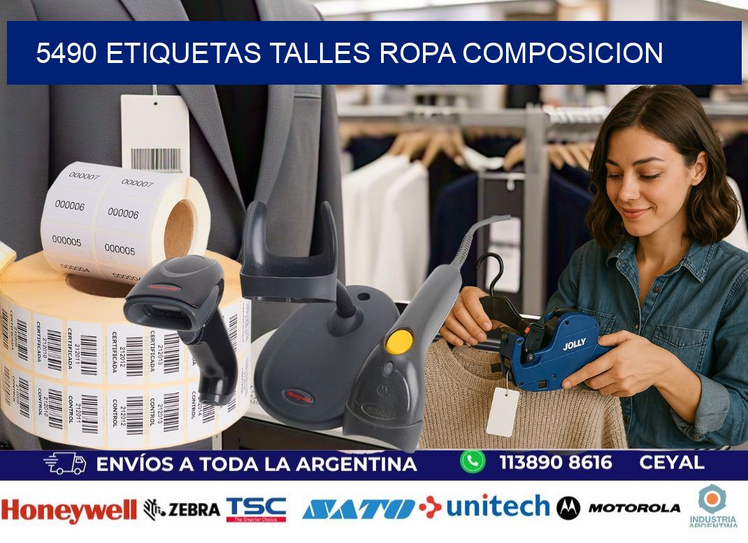 5490 ETIQUETAS TALLES ROPA COMPOSICION