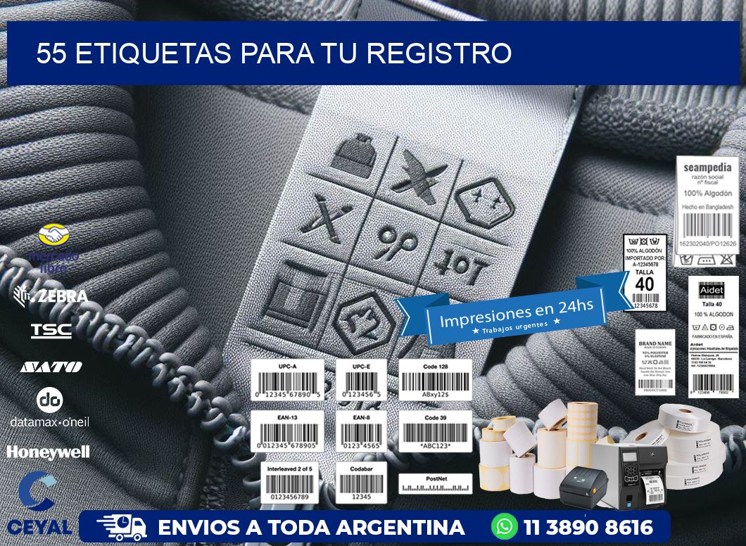 55 etiquetas para tu registro