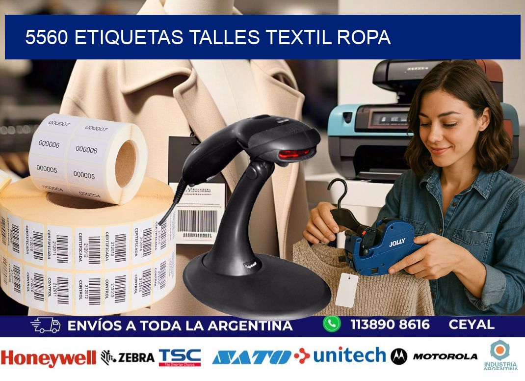 5560 ETIQUETAS TALLES TEXTIL ROPA