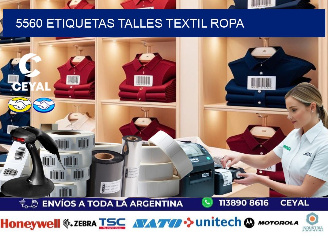 5560 ETIQUETAS TALLES TEXTIL ROPA