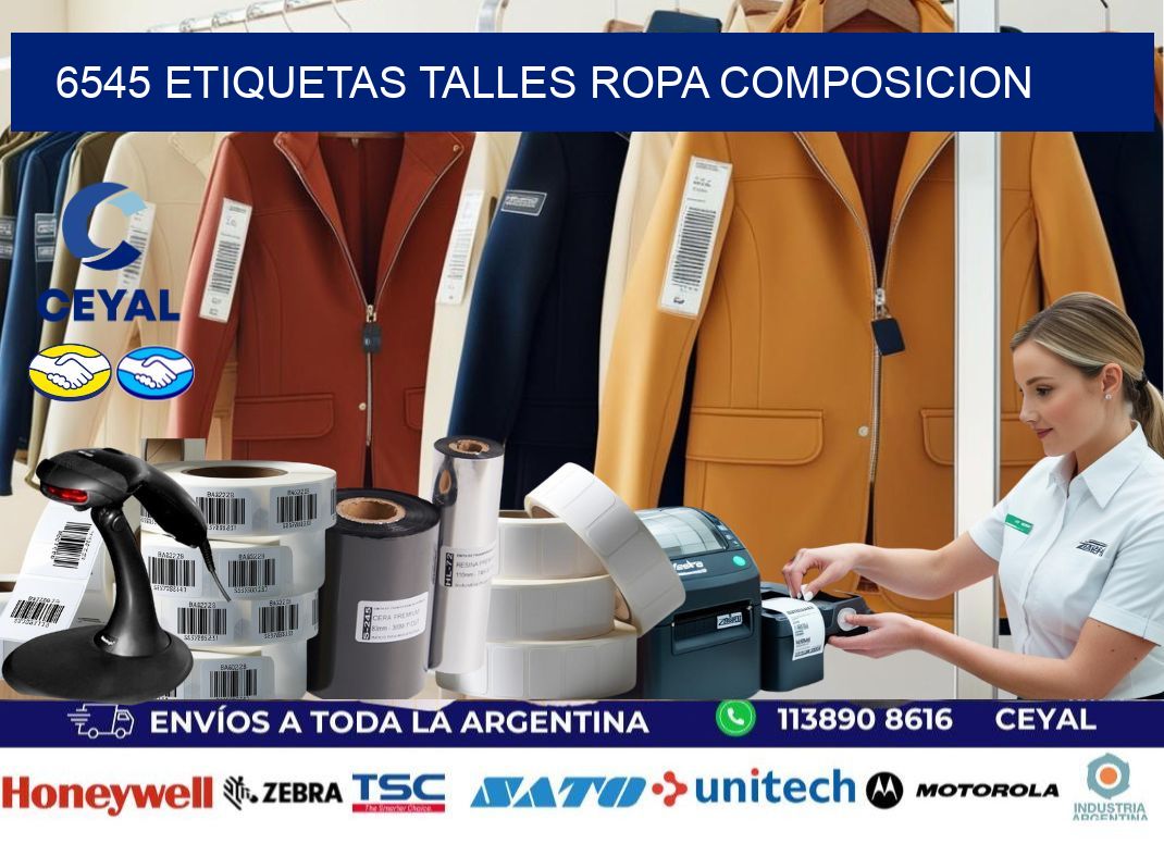 6545 ETIQUETAS TALLES ROPA COMPOSICION