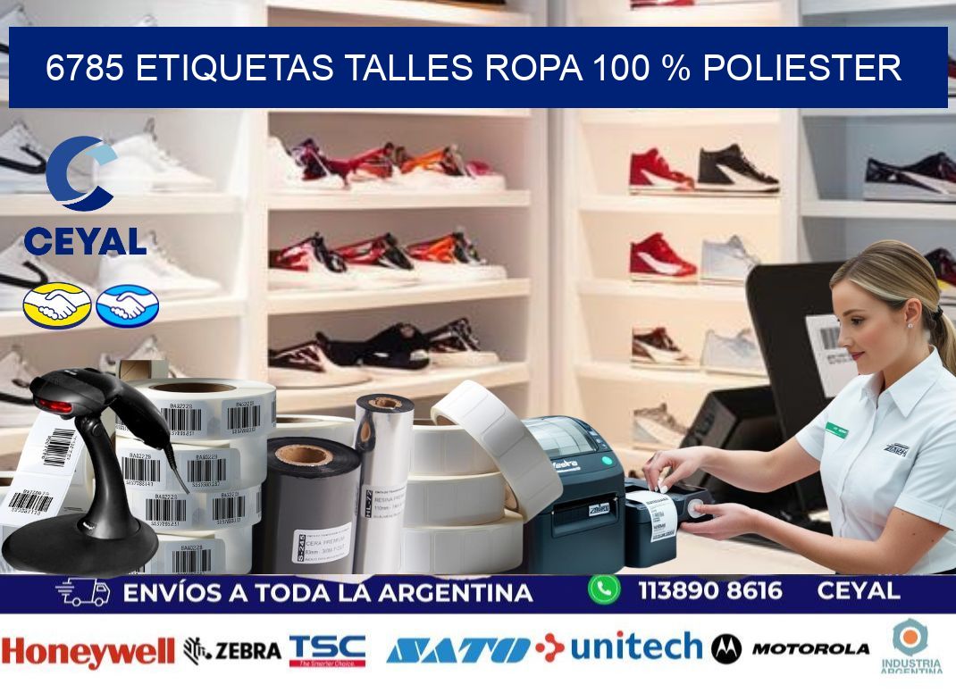 6785 ETIQUETAS TALLES ROPA 100 % POLIESTER