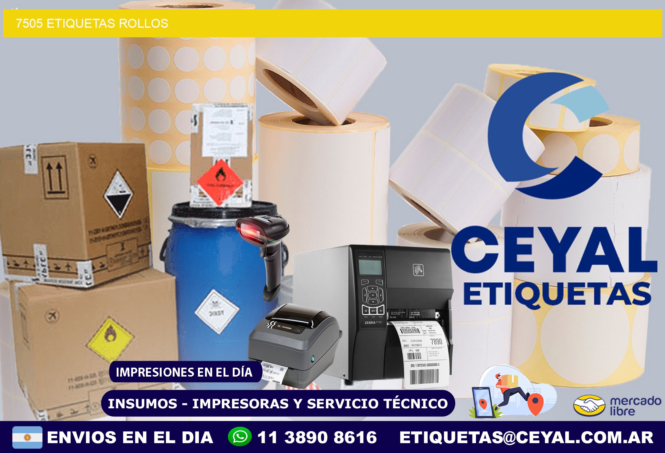 7505 etiquetas rollos