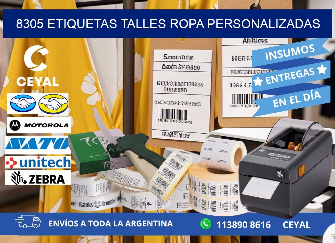 8305 ETIQUETAS TALLES ROPA PERSONALIZADAS