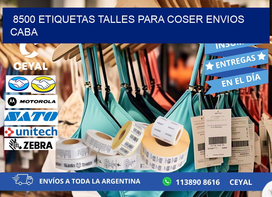 8500 ETIQUETAS TALLES PARA COSER ENVIOS CABA