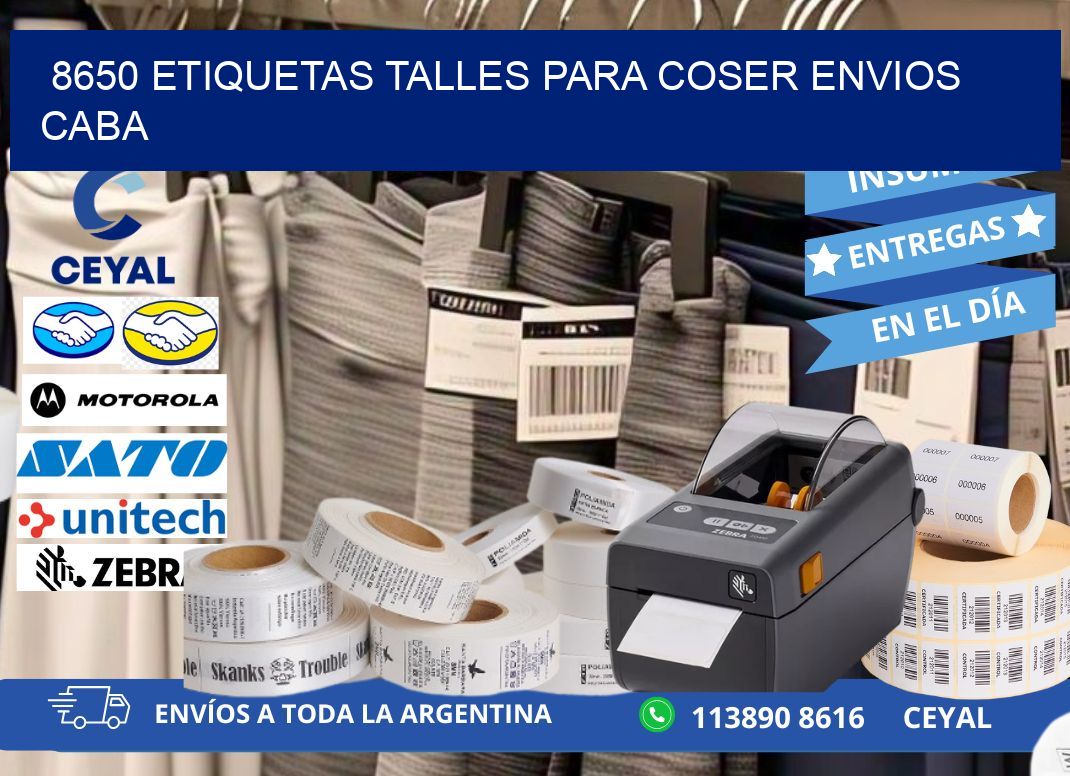 8650 ETIQUETAS TALLES PARA COSER ENVIOS CABA