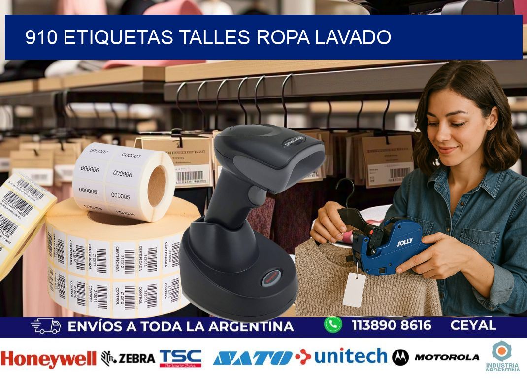 910 ETIQUETAS TALLES ROPA LAVADO