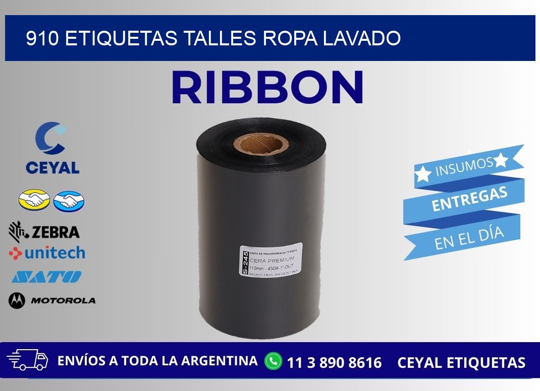 910 ETIQUETAS TALLES ROPA LAVADO