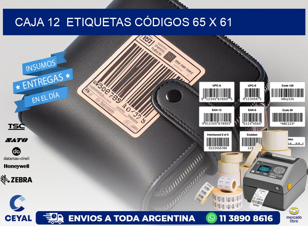 CAJA 12  ETIQUETAS CÓDIGOS 65 x 61