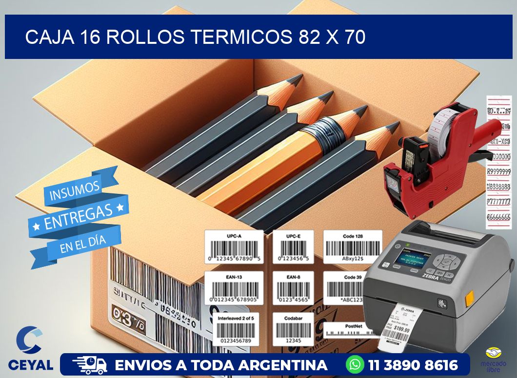 CAJA 16 ROLLOS TERMICOS 82 x 70